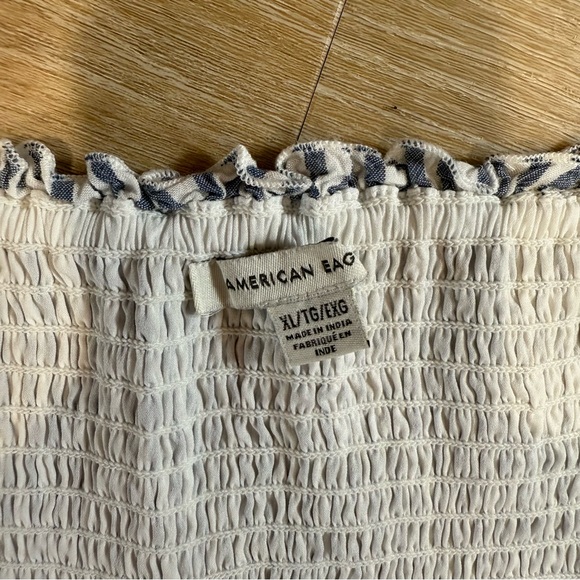 American Eagle Tie-Front‎ Babydoll Sleeveless Striped Blue Blouse Womens XL - Picture 4 of 13